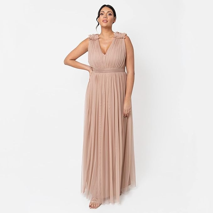 Maya Deluxe Béžová Šaty S Volánky A Plisováním 36 6FA