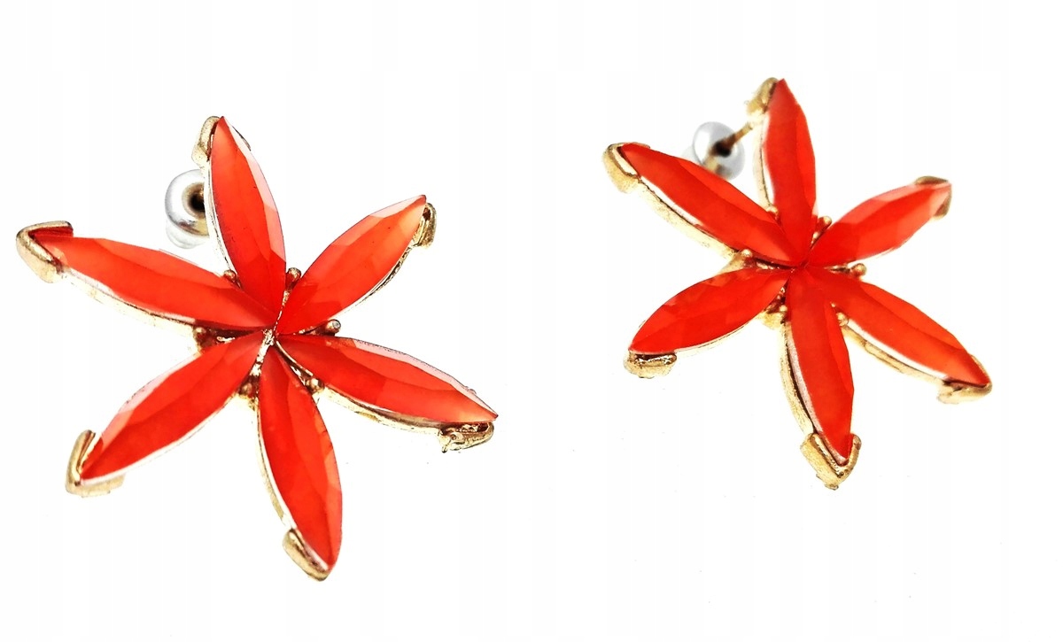 

Kolczyki duże gwiazdki z kryształkami pomarańczowe