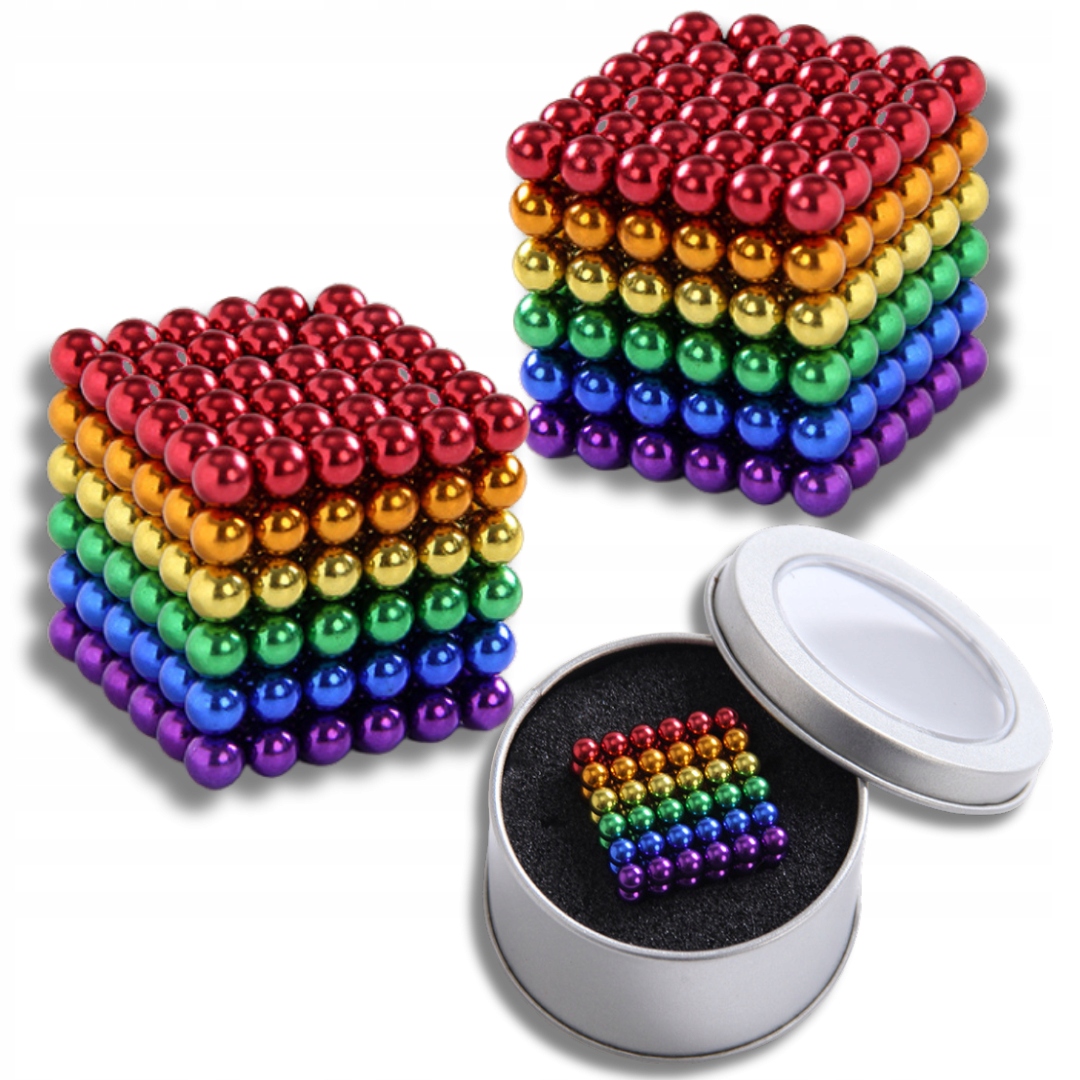 NEOCUBE KULKI MAGNETYCZNE 216 SZTUK 3MM TĘCZOWE + PUDEŁKO Z GĄBKĄ GRATIS Liczba elementów 216 szt.