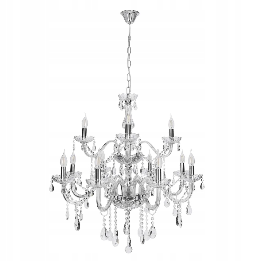 Chrómový luster s glamour kryštálikmi do obývačky a spálne 12 bodov Candellux