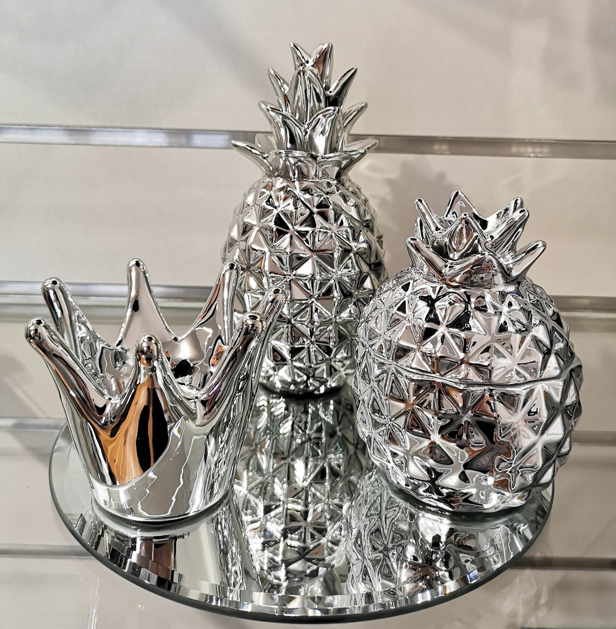 

Zestaw glamour taca ananas srebrny korona