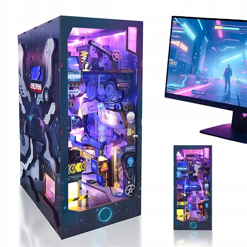 Zestaw Diy Półka Na Książki Cyberpunk 3D Miniaturowy Domek Book Nook
