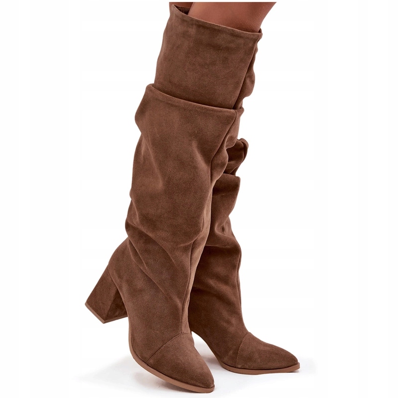 Dámské Semišové Kozačky S Řasícím Sloupkem, Nazouvací Zazoo 4228 Světle Hnědá 41