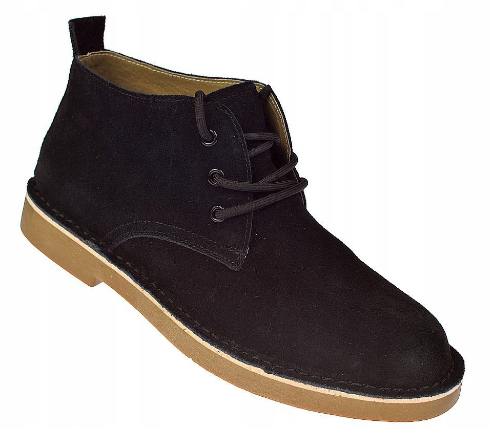 Pánské jarní kožené Kotníkové Boty B-4-602 černé semišové, pohodlné, vel 42