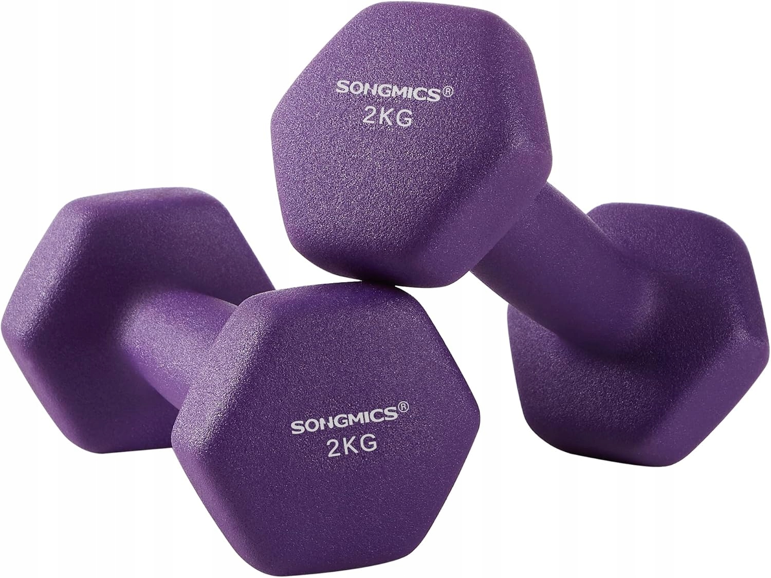 Hantle Sześciokątne 2x2KG Trening Siłowy Domowy Kolor Fioletowy