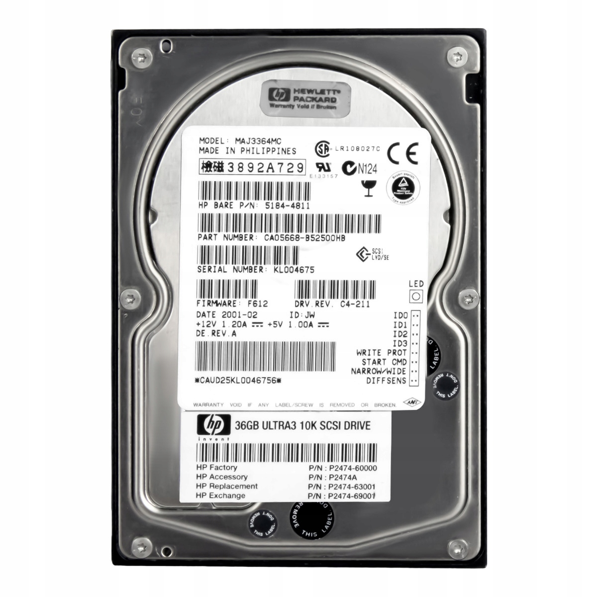 Hp 5184-4811 36GB 10K 4MB Scsi U160 3,5' MAJ3364MC