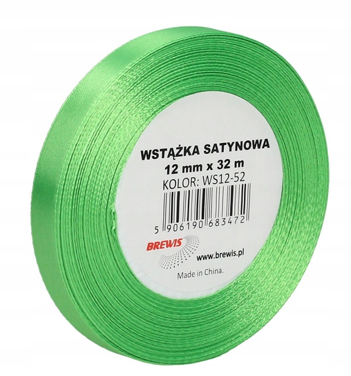 Wstążka Satynowa Zielona 12MM/32 Brewis WS12-52