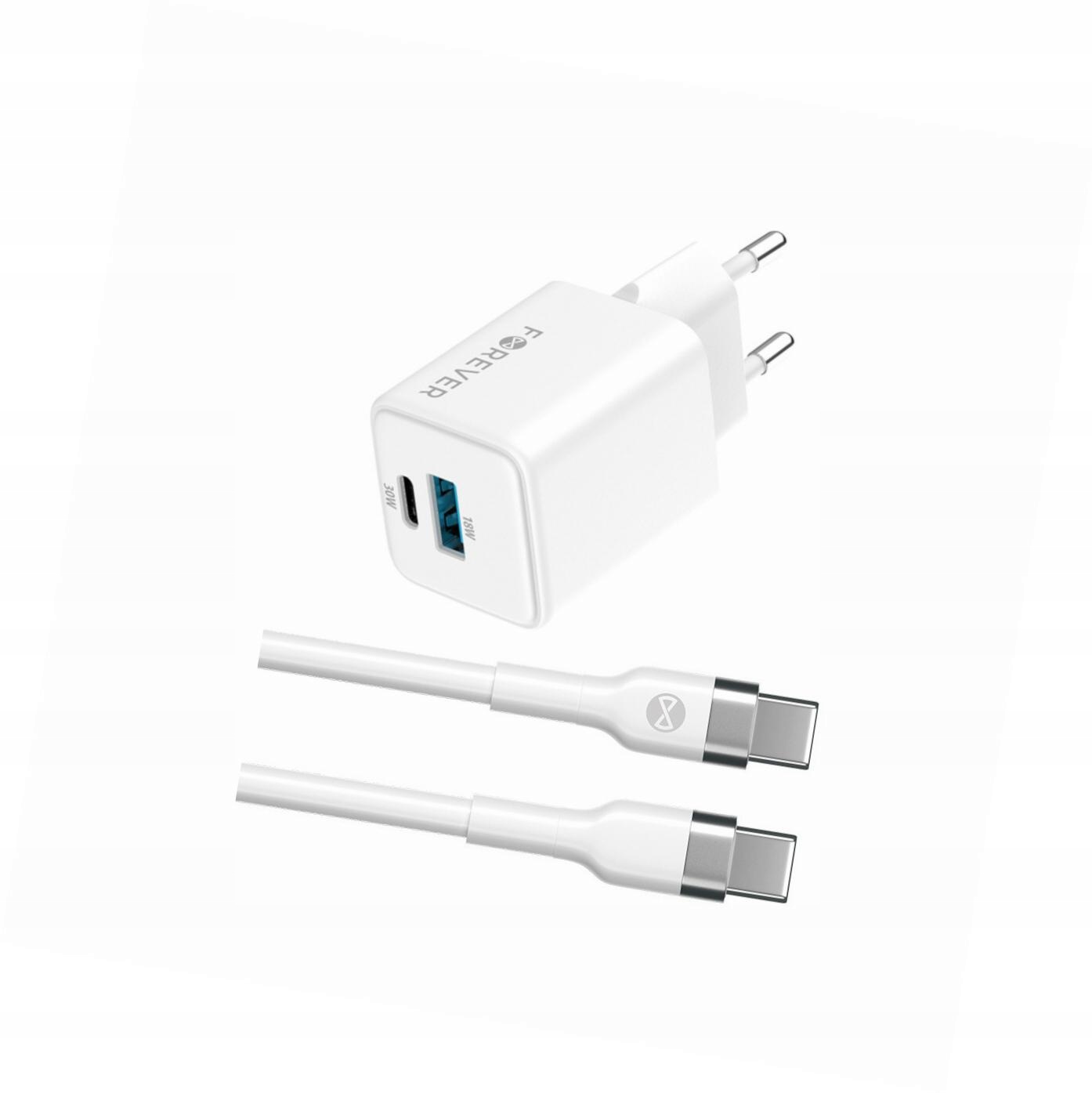 Szybka ładowarka GaN 30W 2 wejścia Usb i Usb-c z kablem do Oppo A38