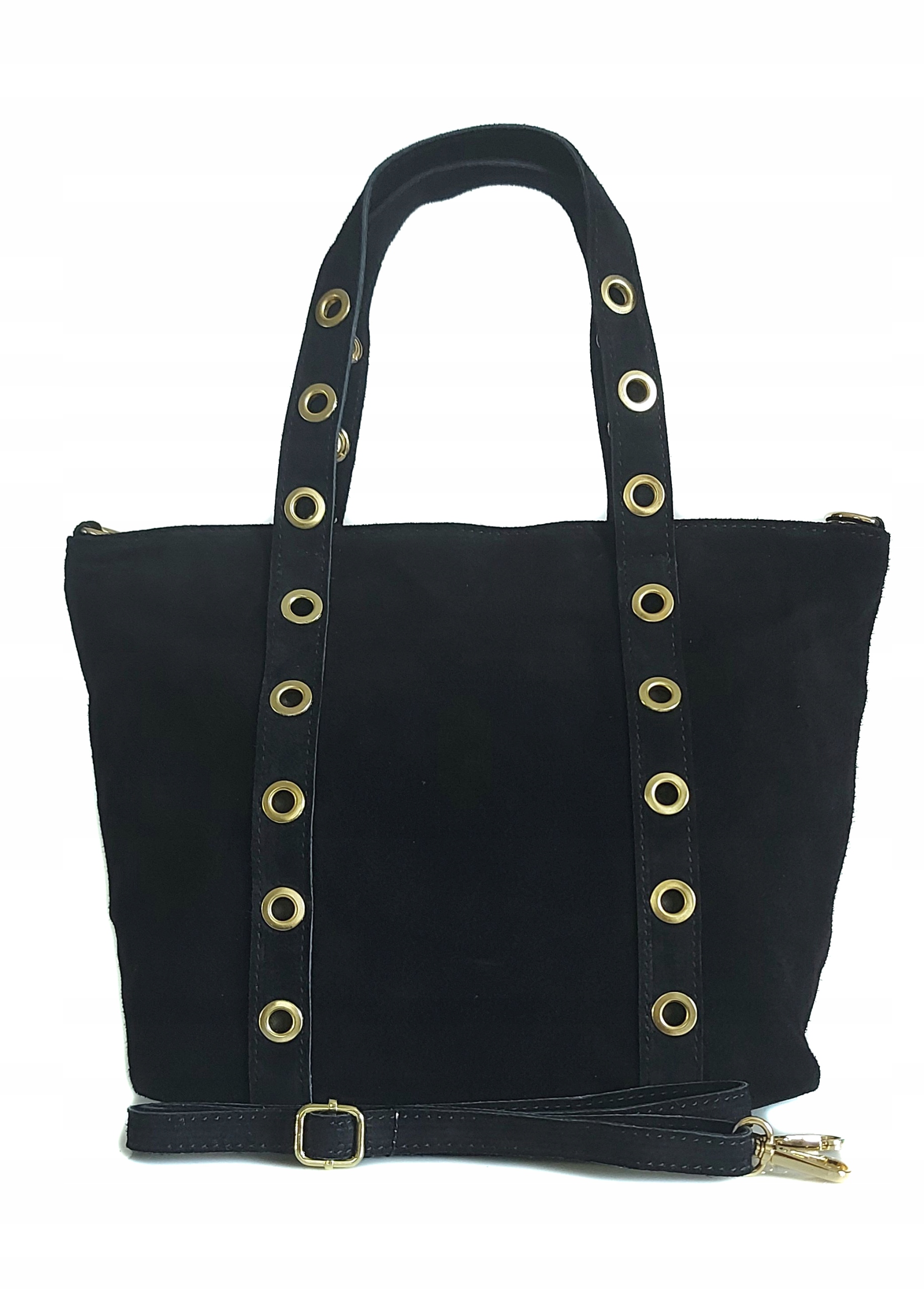 Semišový sáček A4 zlaté šatonové růže kolečka Italská kůže Vera Pelle Černá