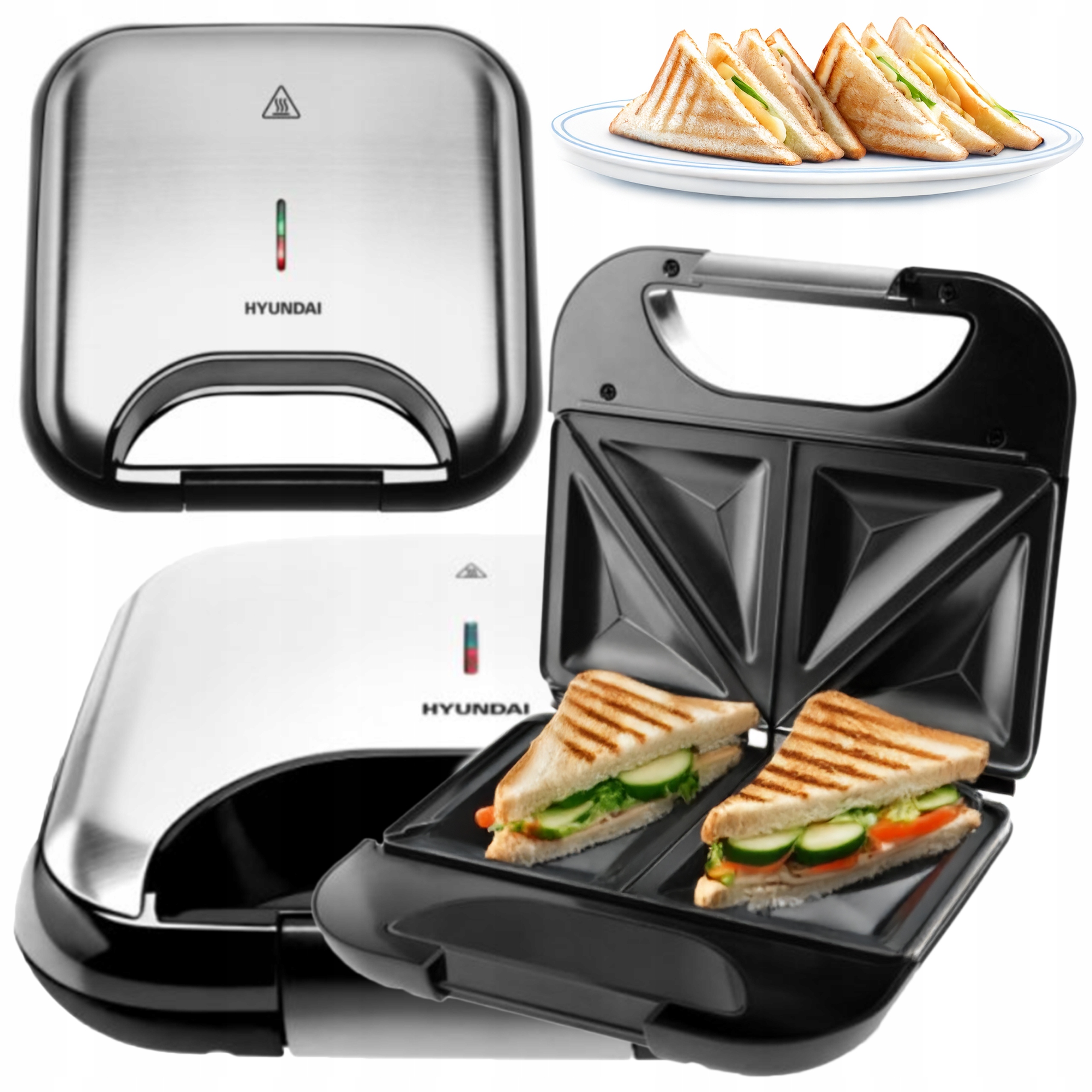 OPIEKACZ do kanapek tostów powłoka nieprzywierająca INOX SANDWICH 750W Marka Hyundai