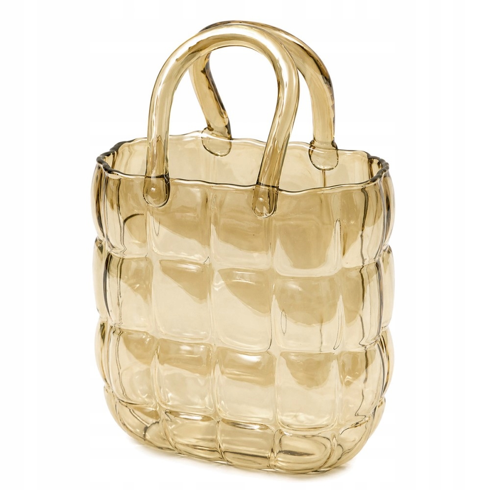 Skleněná Váza Kabelka 27cm Hnědá Moderní Glamour Dekorace 25 30