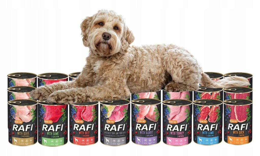 Rafi vlhké krmivo MIX 8 příchutí 24x400g Dolina Noteci Set