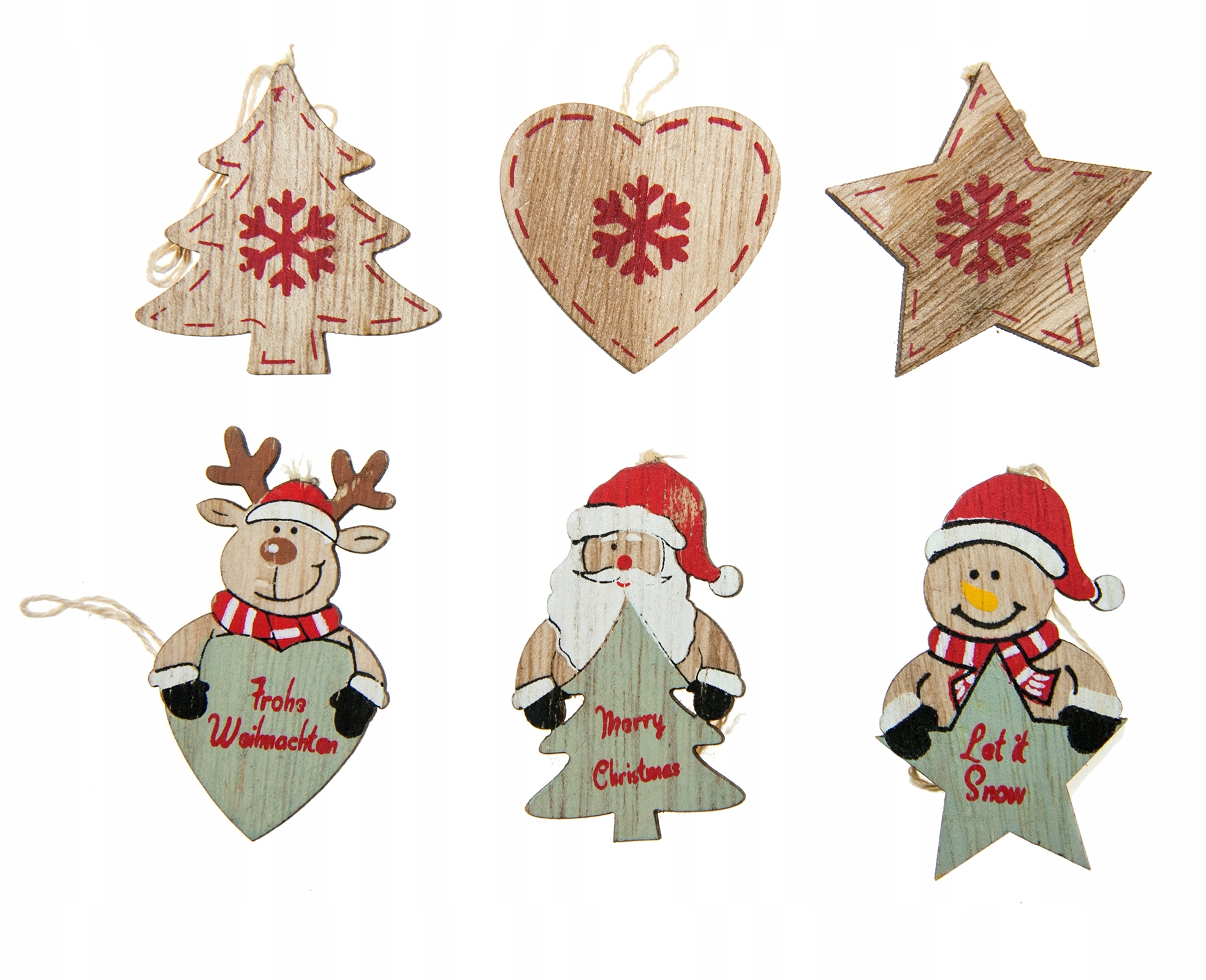 

Zawieszki drewniane na Choinkę Mikołaje 6szt