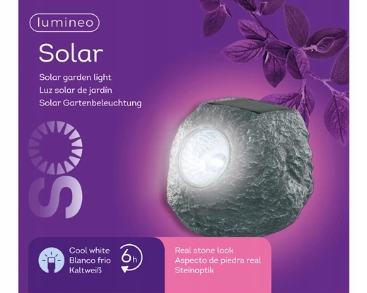 

Solarna lampa ogrodowa z poliresinu 1szt. kamień