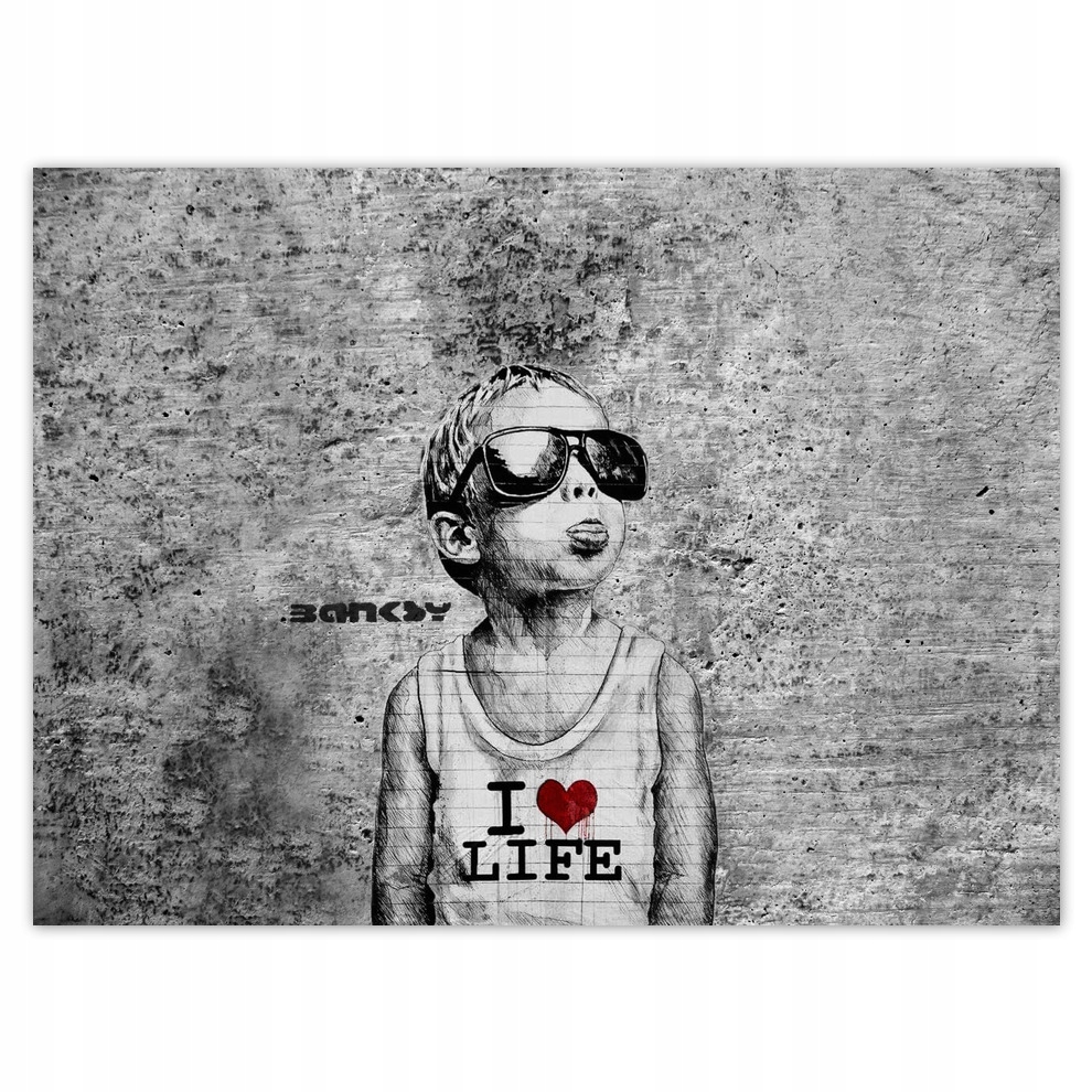 

Naklejki 135x100 I love life Banksy