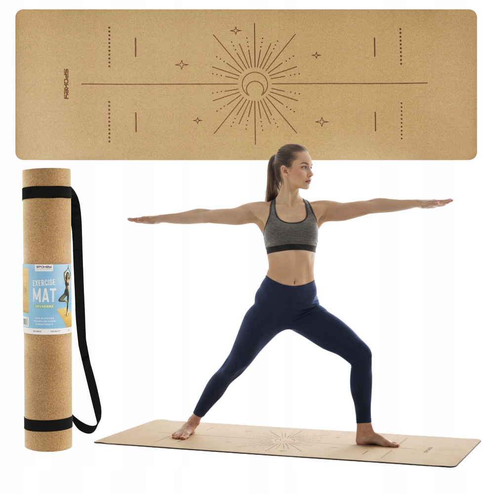 Mata Korkowa Do Ćwiczeń Jogi Fitness Treningu Antypoślizgowa 183 x 61 cm