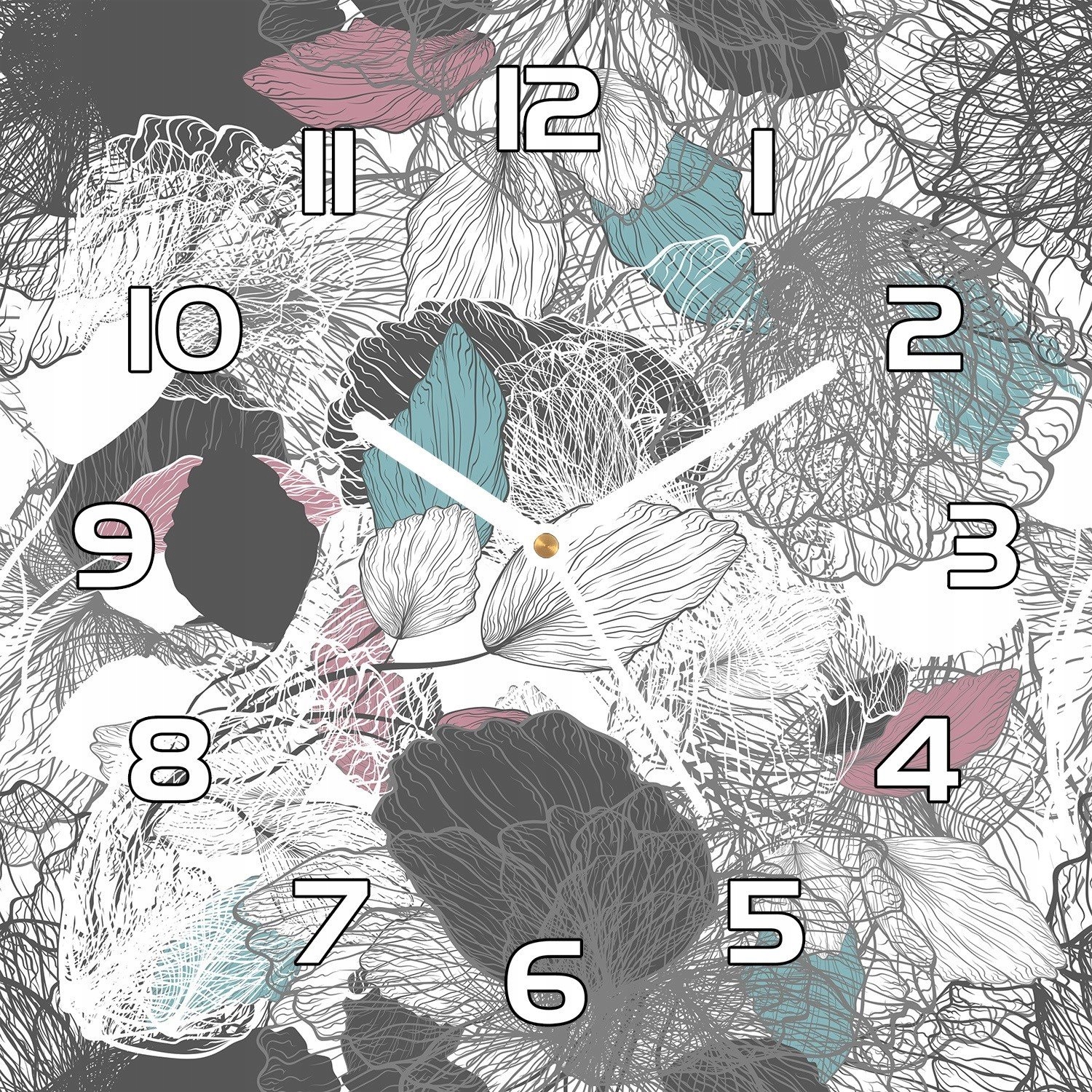 

Szklany zegar Abstrakcyjny kwiatowy wzór 30x30 cm