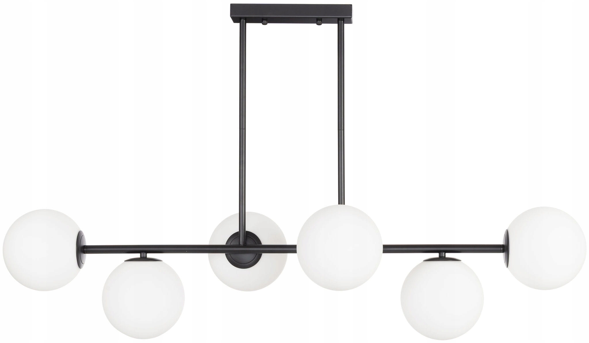 Veľká stropná lampa Milano Grande čierna 6 mliečnych tienidiel, gule EP1C21