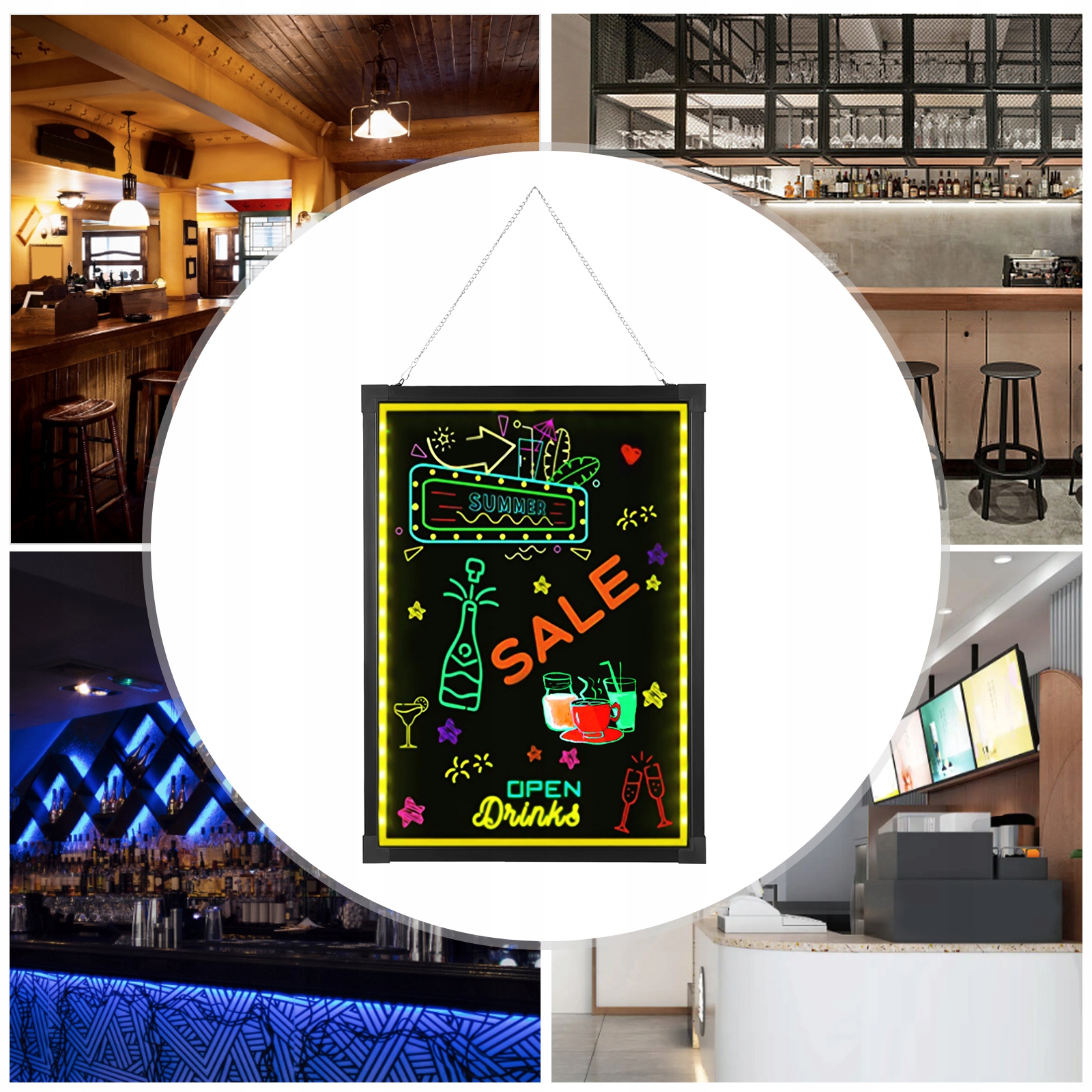 Tablica do pisania wiadomości LED 50x70cm Stan opakowania oryginalne