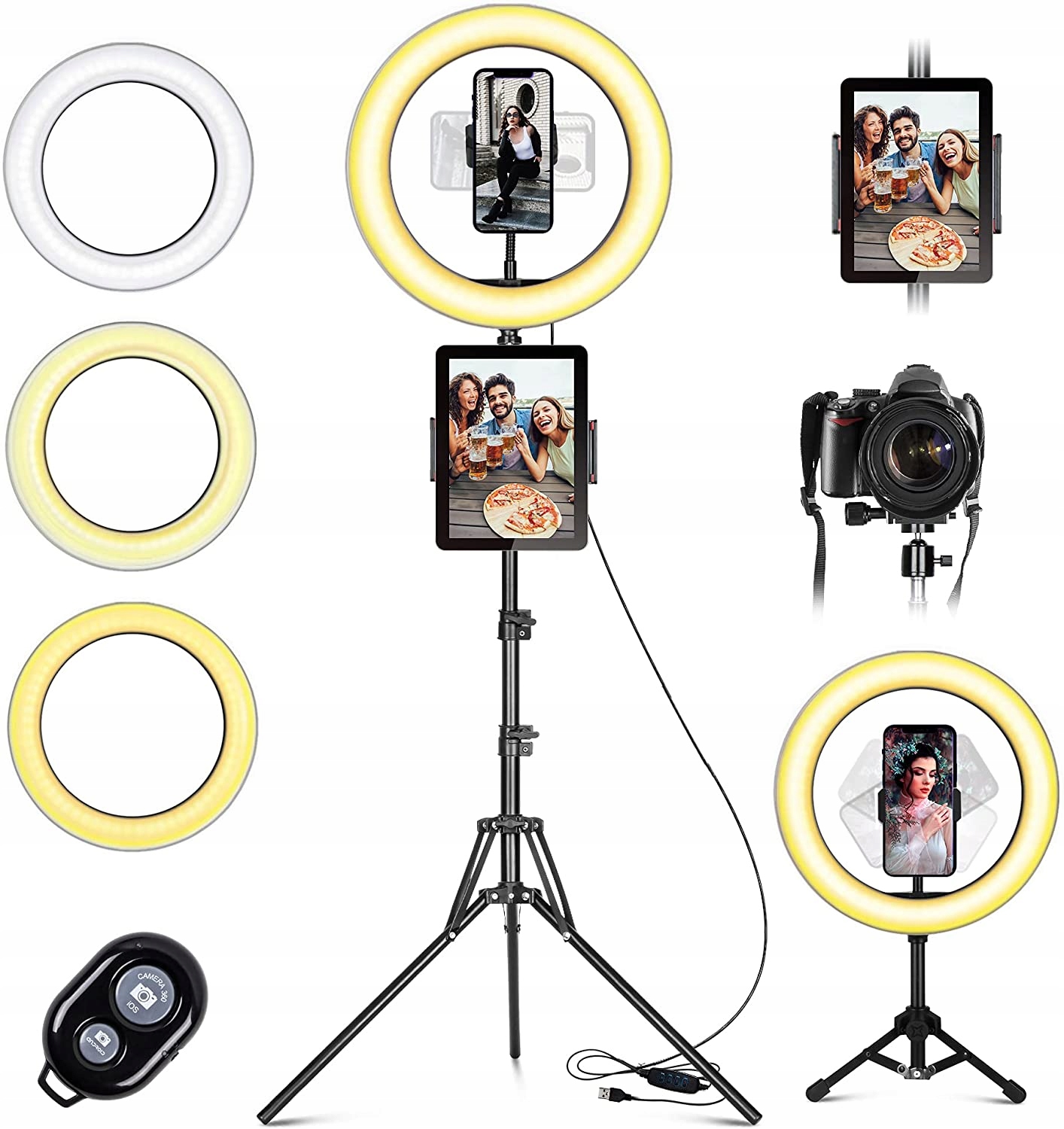 LAMPA PIERŚCIENIOWA LED 26cm STATYW SELFIE MAKIJAŻ