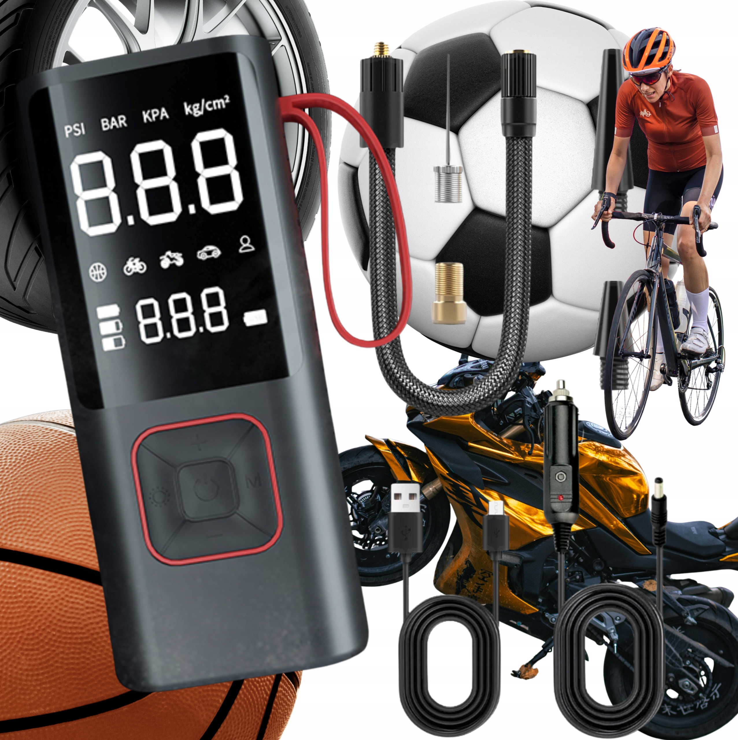 Elektrická Pumpa Na Kolo 6000MAH Kolo Auto Míč Matrace Motocykl 12V