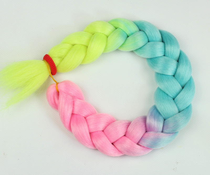 Włosy SYNTETYCZNE do warkoczyków KOLOROWE warkoczyki DOCZEPIANE ŚWIECĄCE Kolor włosów inny