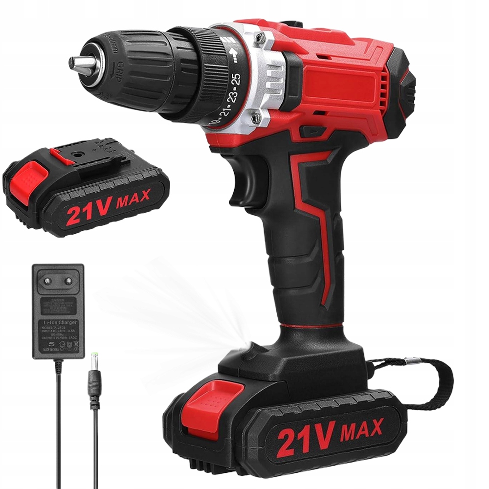 Aku Šroubovák 21V 2 baterie Led Bezpečnostní zámek