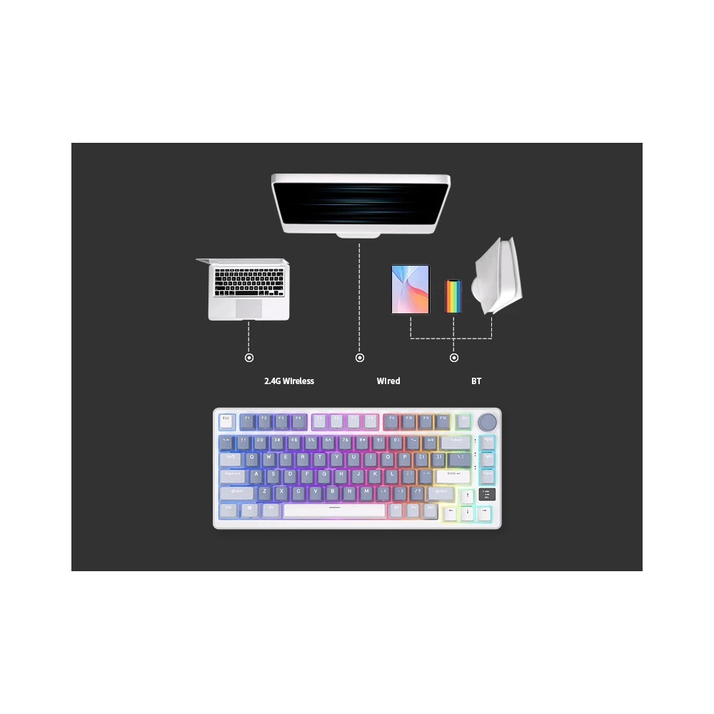 ROYAL KLUDGE RK-M75 Ocean Blue Gaming Keyboard Cream switch — 7