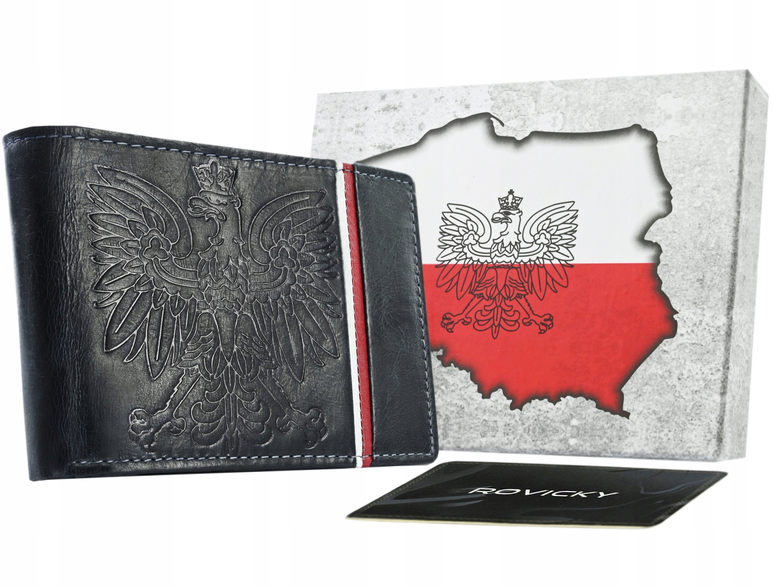 

Portfel patriotyczny skórzany poziomy męski Rfid