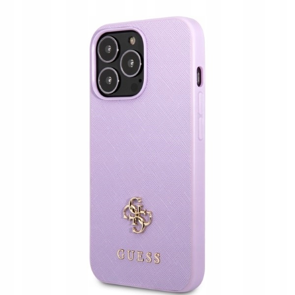 Guess Etui Hardcase Do Iphone 13 Pro 6.1 Saffiano Logo Metalowe Zakończenie
