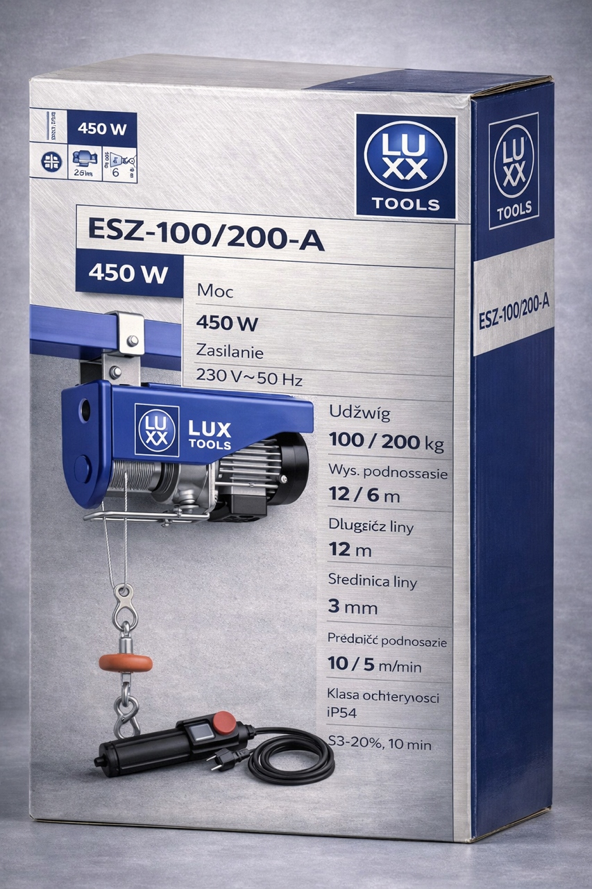 LUX WCIĄGARKA ELEKTRYCZNA LINOWA LUX TOOLS ESZ 100/200-A 100/200 KG