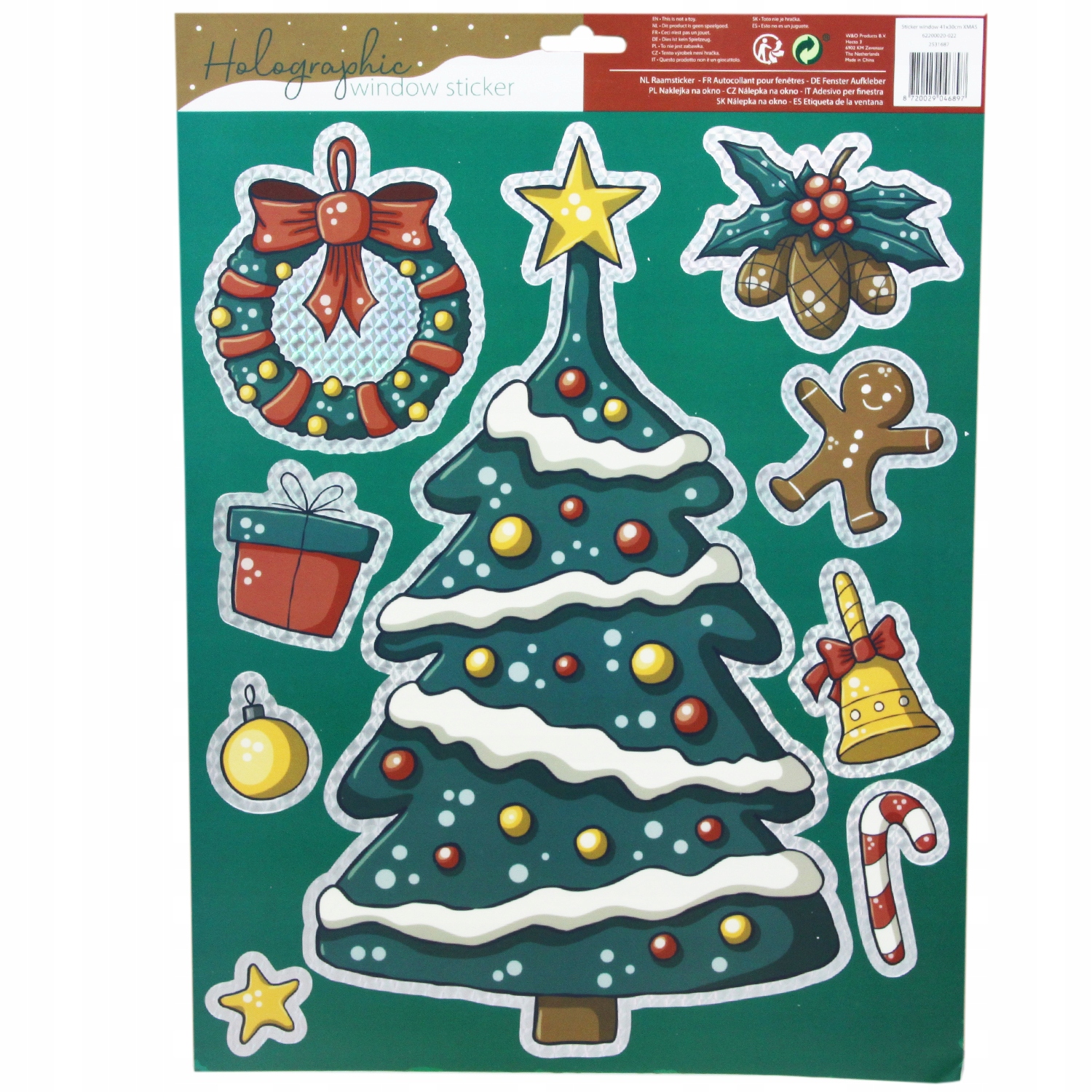 Świąteczne naklejki na szybę okno mikołaj elf reni