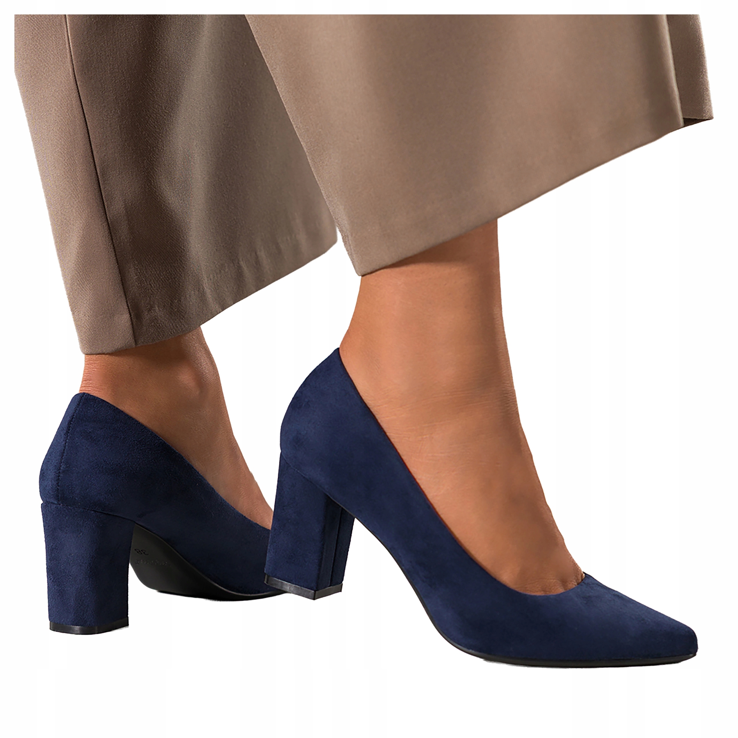 Tmavě modré Lodičky Dámské Módní Semišové Kožené Vložky Na Podpatku vel. 37