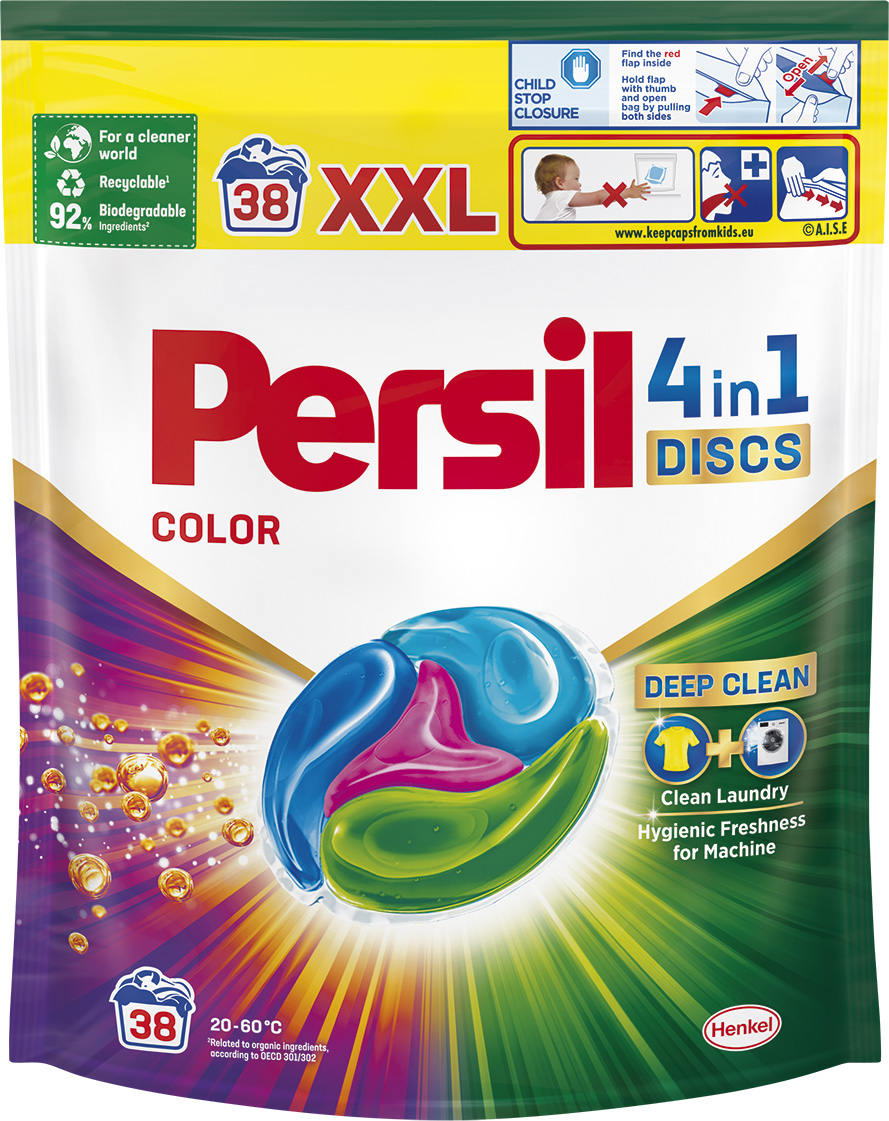 Levně Kapsle na praní barev Persil Discs Color 4v1 38p