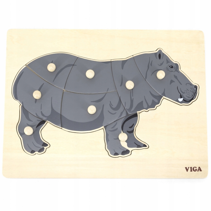 

Puzzle Montessori Drewniane Hipopotam z uchwytami