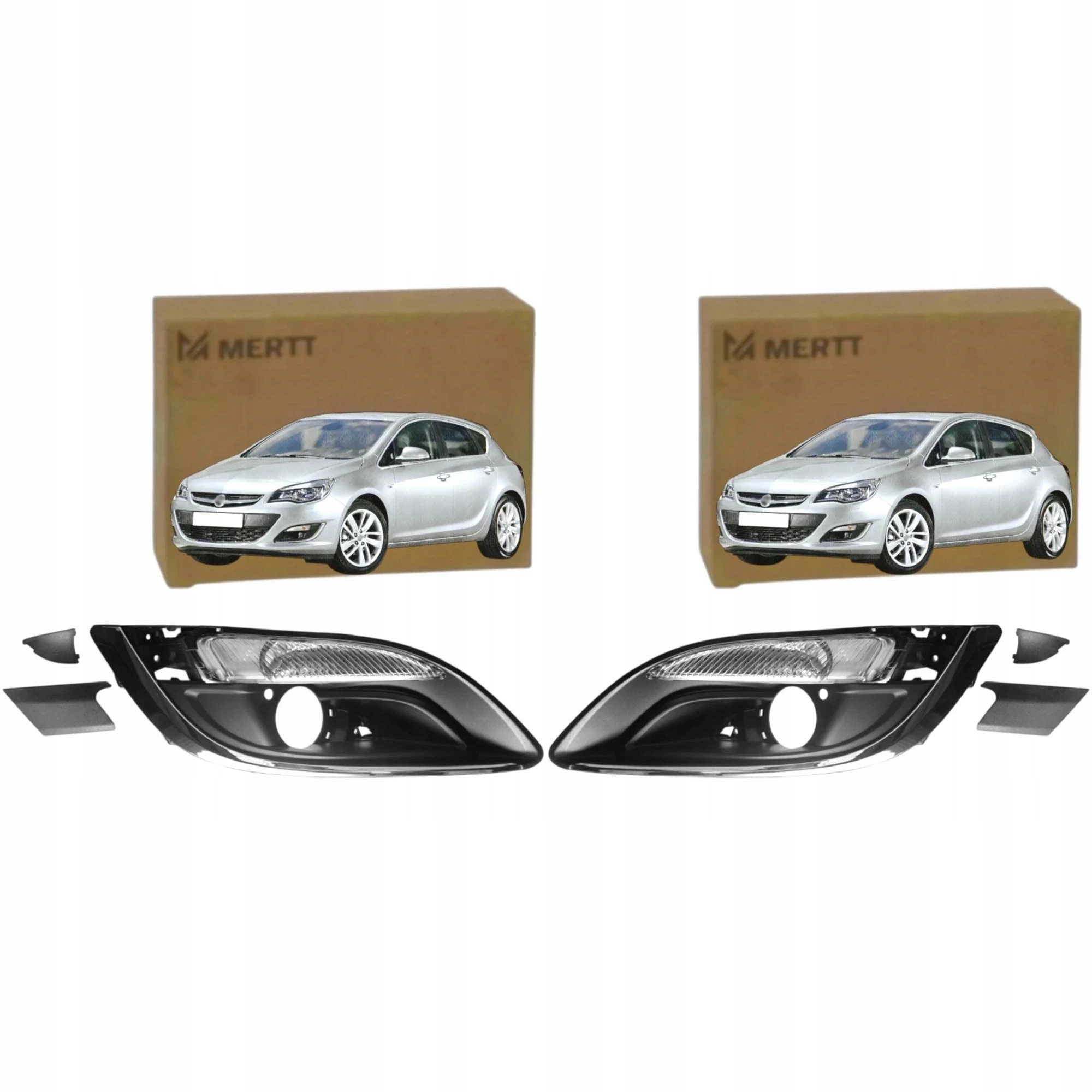 Opel Astra J 12-18 Atrapy přední Mřížky halogenů Pravá Levá Komplet