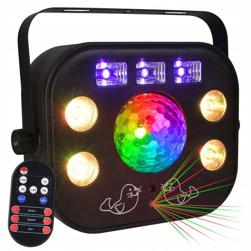 Led Světelný Multiefektová Koule Disco Par Uv Laser Strobe Ultrafialová Rgbw