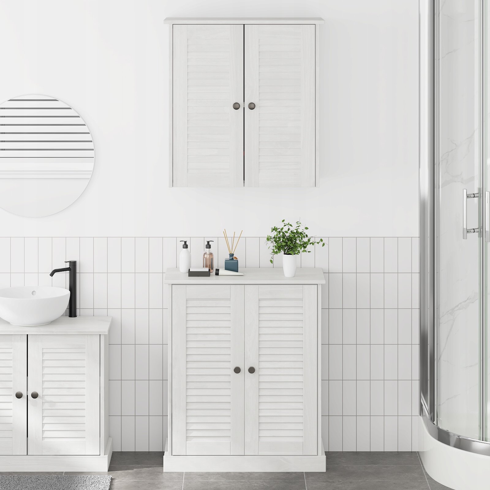 Sada koupelnového nábytku 2 pcs Hnědá 67,5 x 34 x 80 cm Bílá 3328540