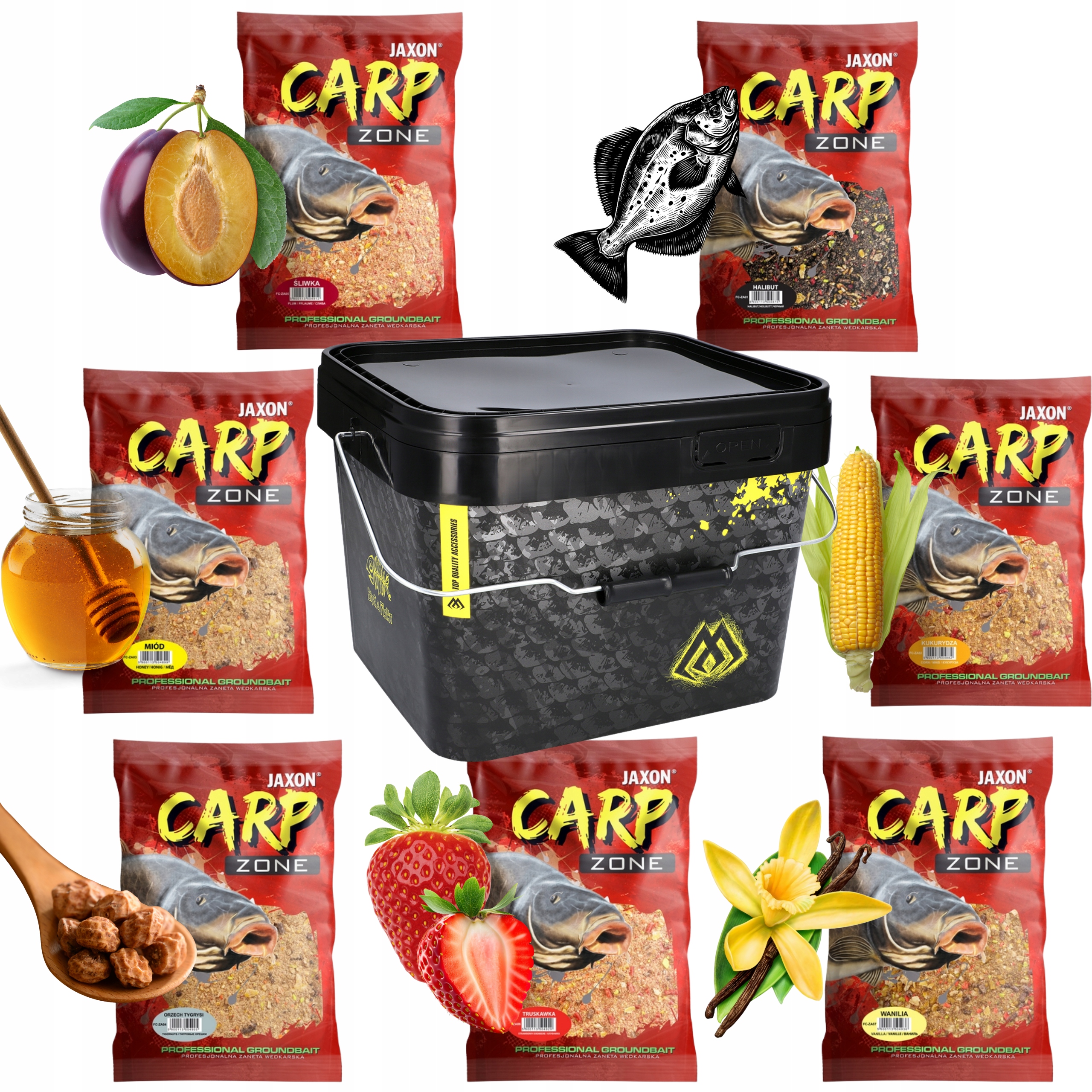 Mix smaków 7x Zanęta wędkarska Karpiowa Jaxon Carp Zone 7 kg Wiadro