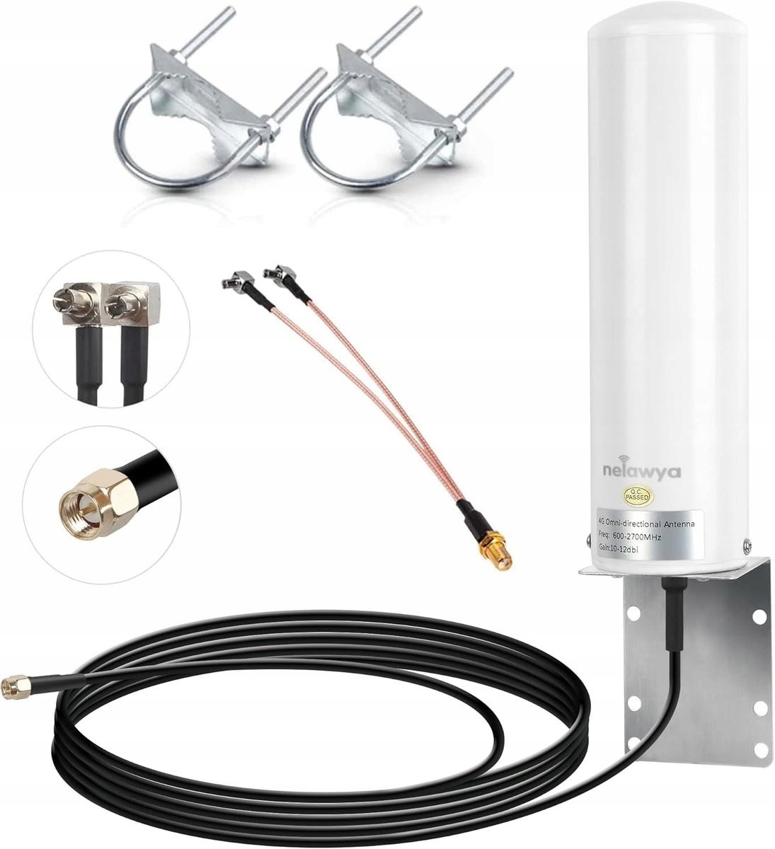 Antena sieciowa zewnętrzna 4G LTE/5G 12dBi Mimo TS9/CRC9 kabel Nelawya