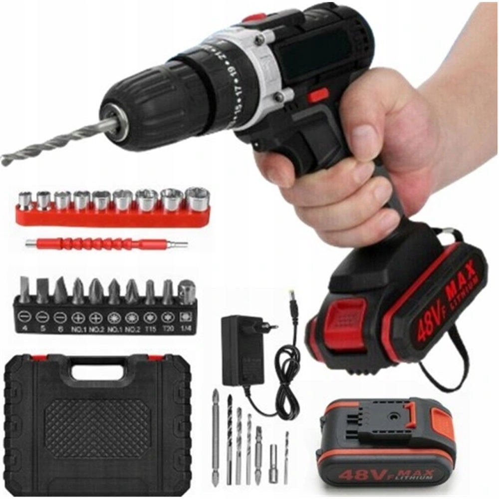 Sada Příklepových Vrtaček S 2 Lithium-iontovými Akumulátory 48 V