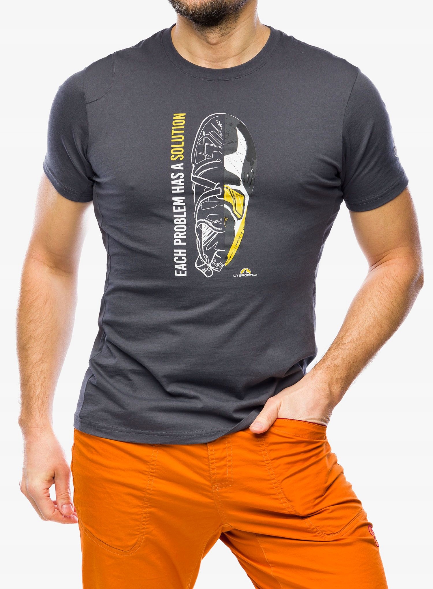 Tričko s potiskem La Sportiva Solution T-Shirt carbon/yellow S