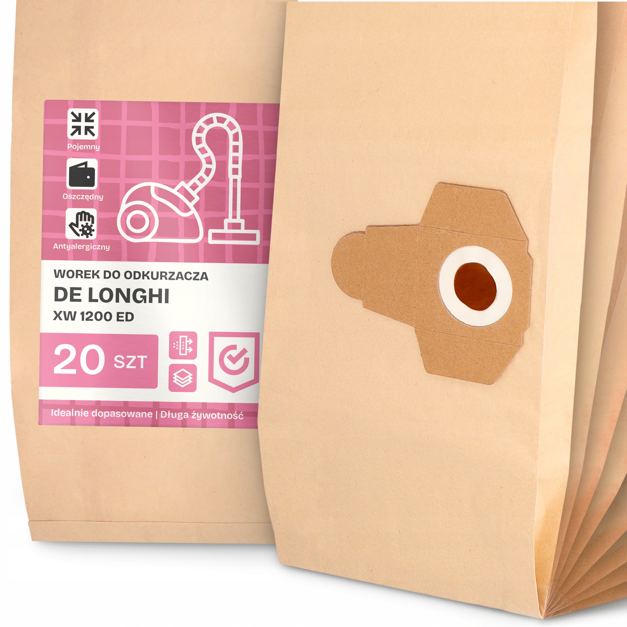 20 x Sáček Do Vysavače Longhi Xw 1200 Ed Papírový Velký Silný Sáčky 2A
