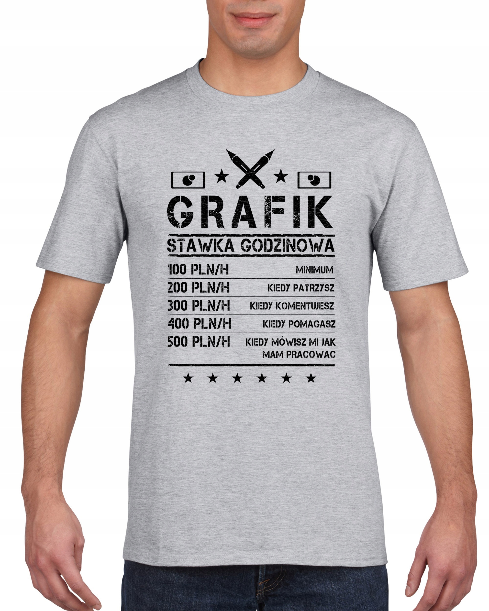 

Koszulka męska Grafik stawka godzinowa L