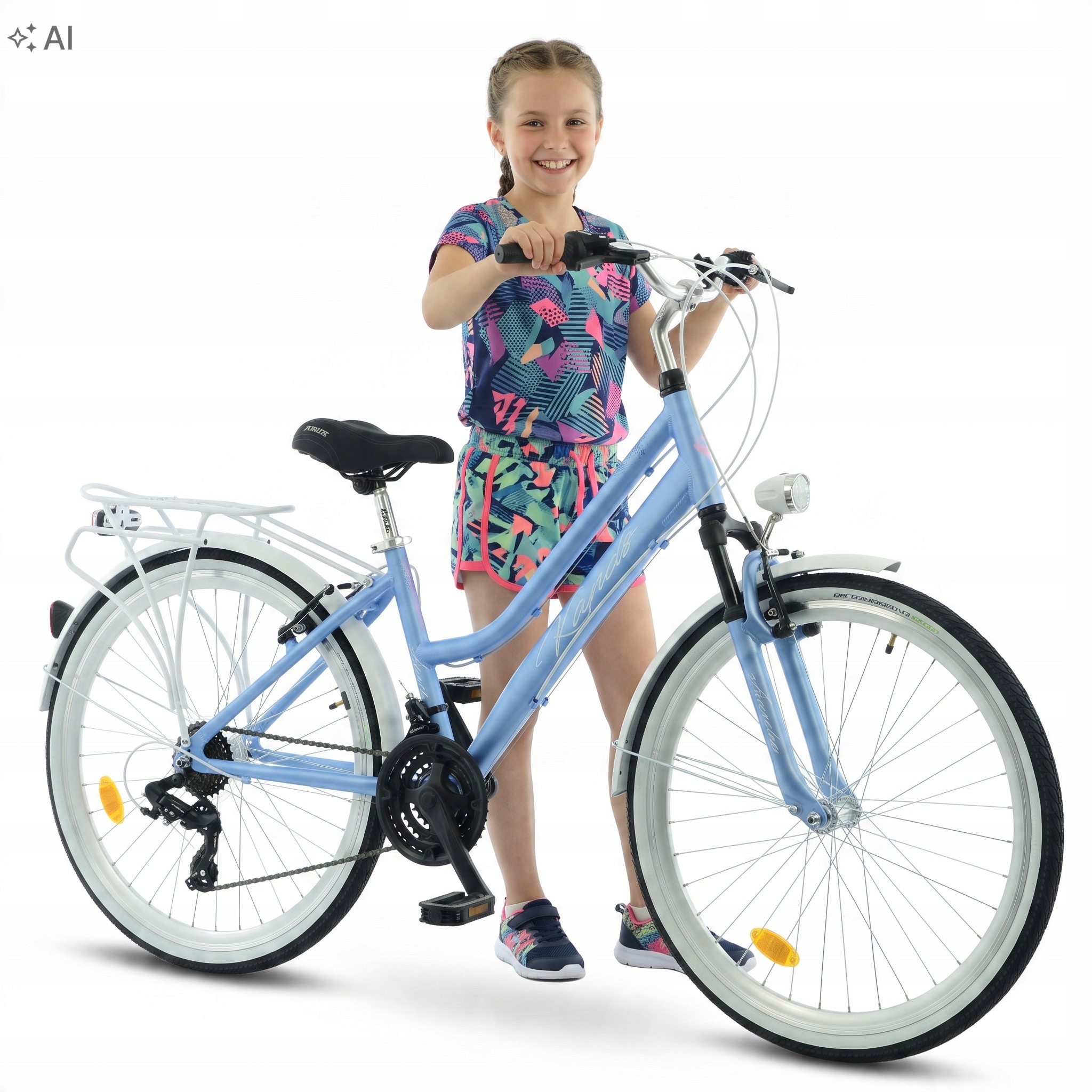 Rower miejski Kands Aurelia 26" rama 15" Shimano 18 biegów Led bagażnik