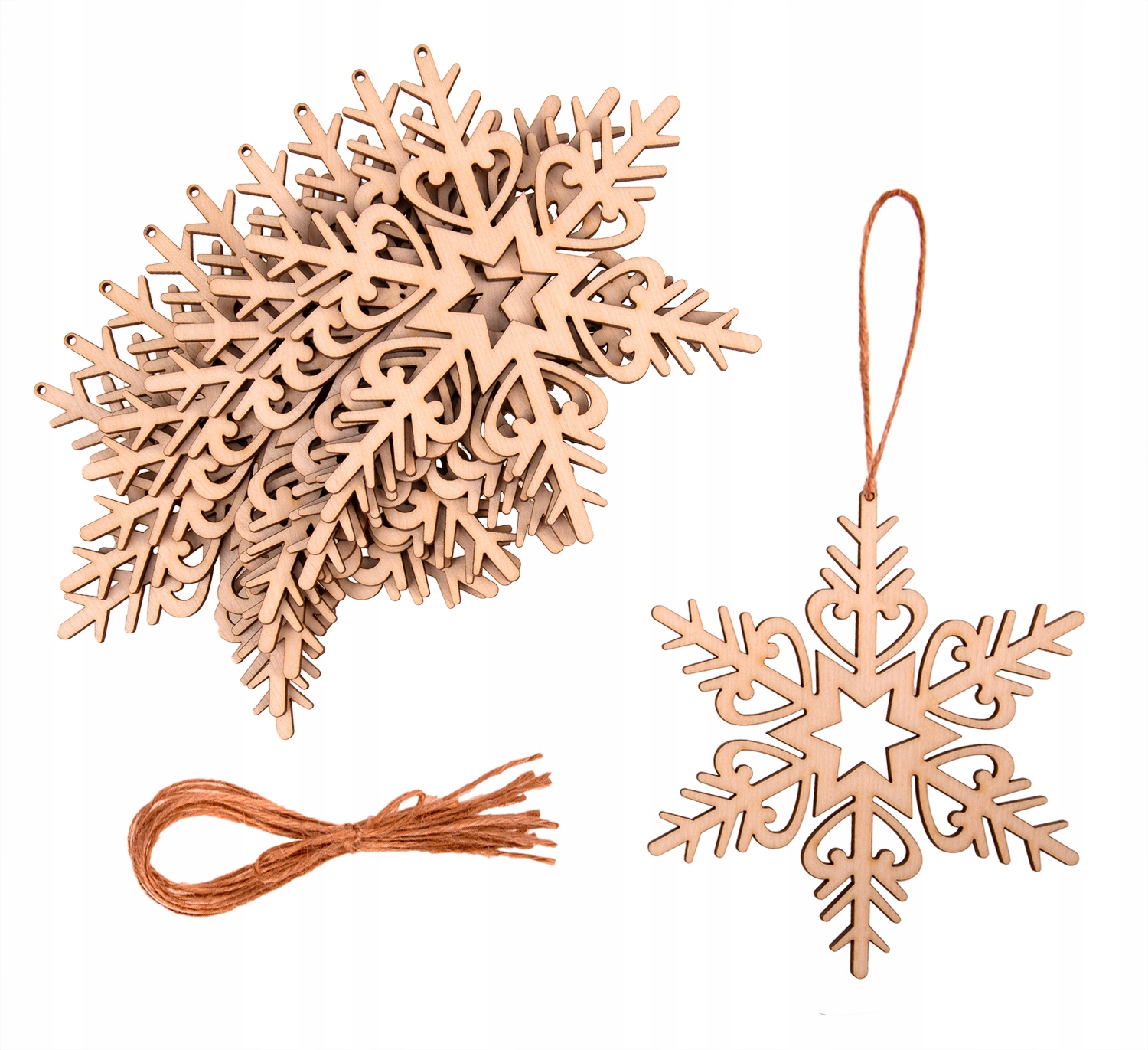 

Płatek śnieżynka Zawieszka Drewniana 18cm 10szt