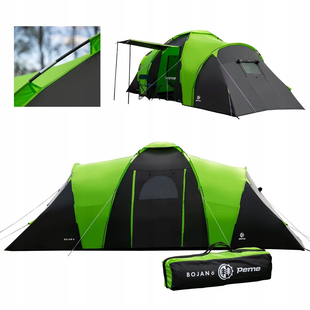 Namiot turystyczny Kempingowy wodoodporny 6 osobowy Rodzinny 2 Sypialnie