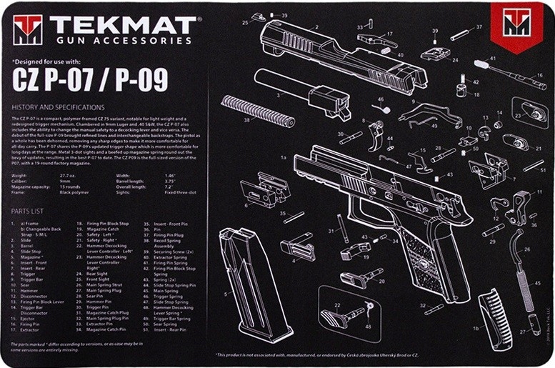 TekMat Mata czyszczenia broni Cz P-07 P-09 27x43cm TEK-R17-CZP07 podkładka