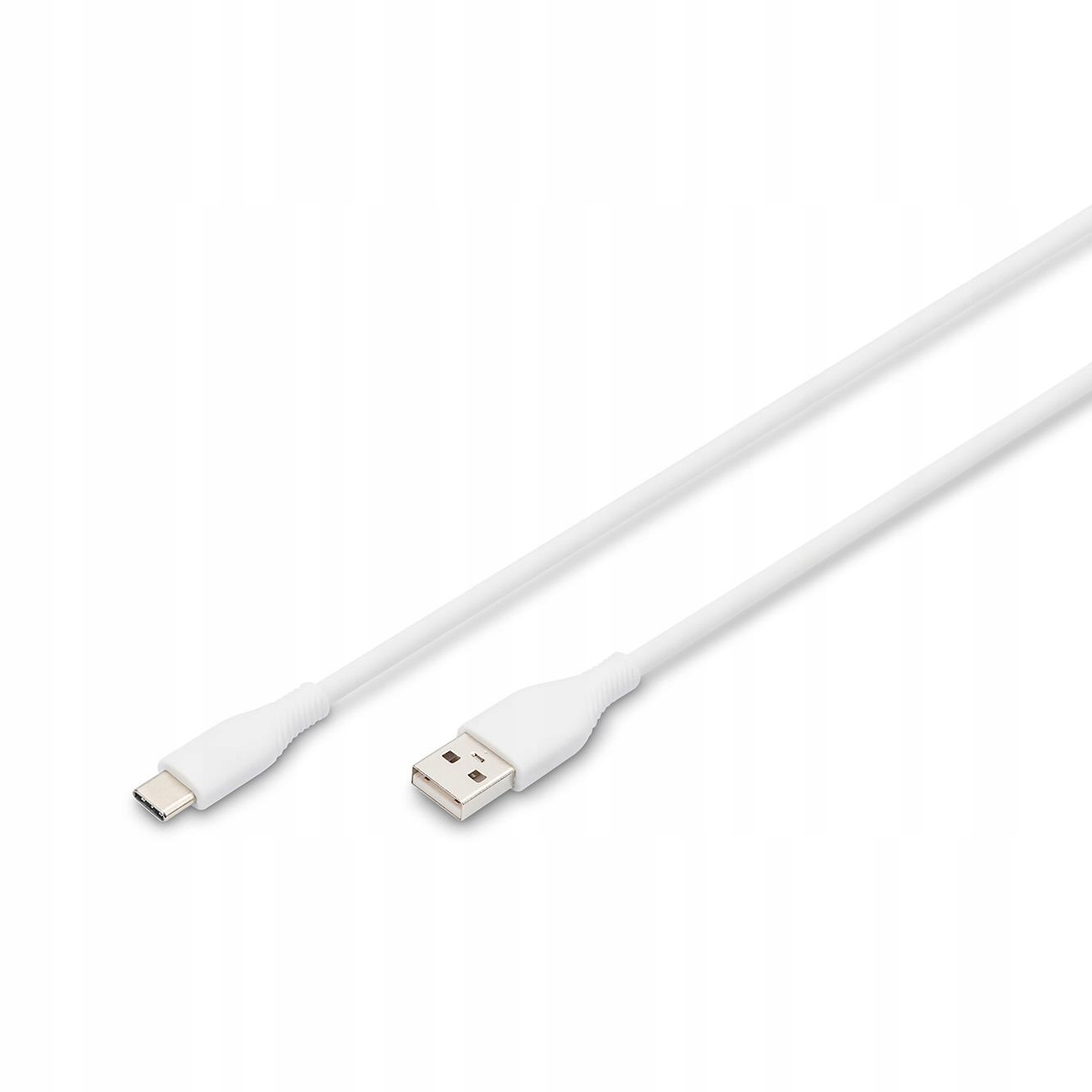 Kabel zasilający Digitus silikonowy Usb-a Usb-c, Usb 2.0 60W, 0,5m biały