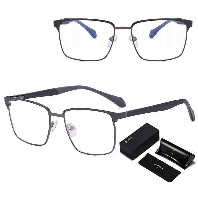 Pánské brýle Bez Dioptrií Blue Light pro počítač Ocelové obroučky Příslušenství